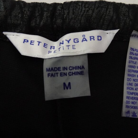 Peter Nygard Tapered Pants Women's Petite Size MP Black Crackle Stretch - Picture 6 of 8